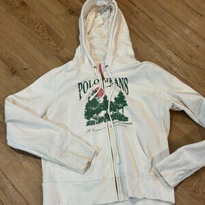 ~~Vintage Ralph Lauren Polo Jeans Company Hoodie Women Medium Jacket White Y2K